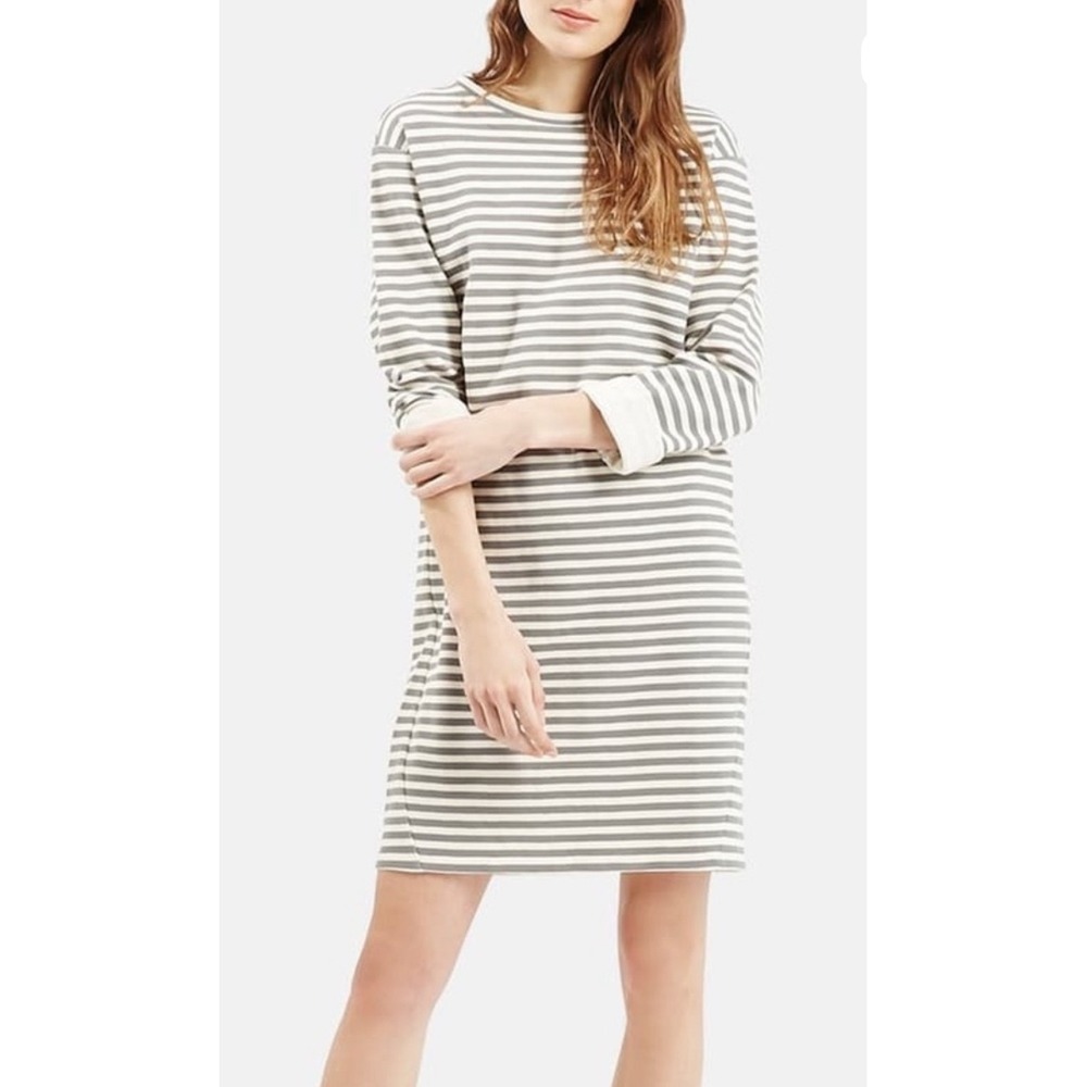 Topshop‎ US 10 Striped Long Sleeve Knit Sweater Dress Casual